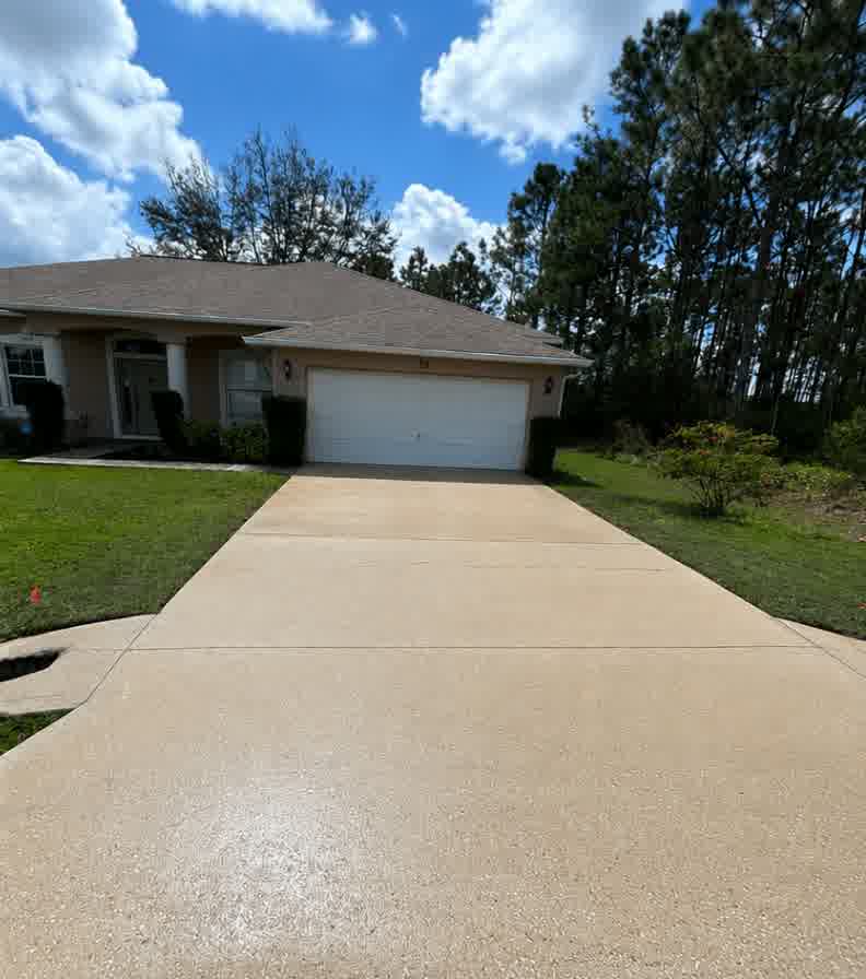 Driveway — cleaning worked across the slabs, then rinsed to an even finish. after